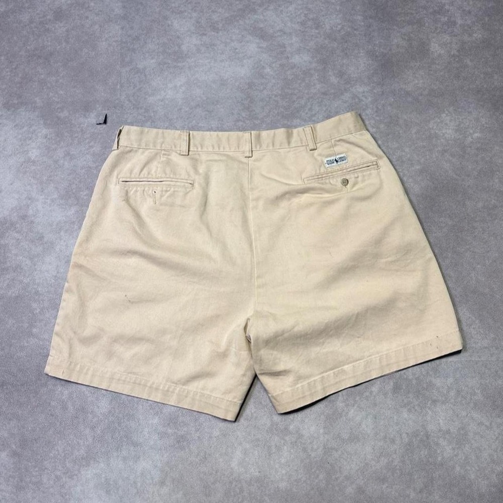 Vintage Polo Ralph Lauren Tan Chino Andrew Baggy Pleated Shorts Mens 36
